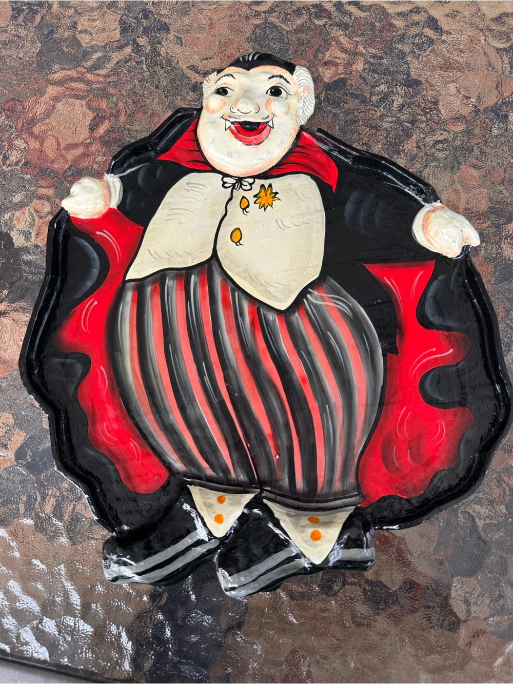 Fitz and Floyd Halloween Vintage Dracula Vampire  Rare Holiday Tray Paper Mache